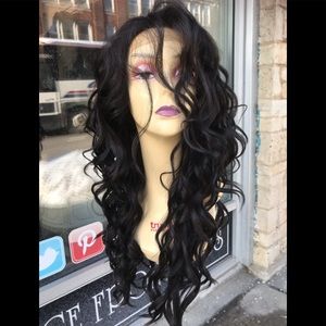 Wig Long black brown Lacefront Curly